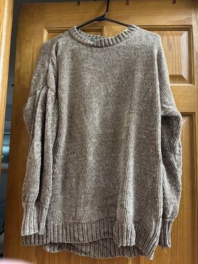 Womens Oversize Crewneck Sweater - Taupe Heather